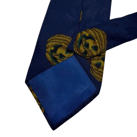 MOSCHINO Blue/Beige/Brown Halloween Silk LUXURY Tie ITALY - Picture 5 of 5